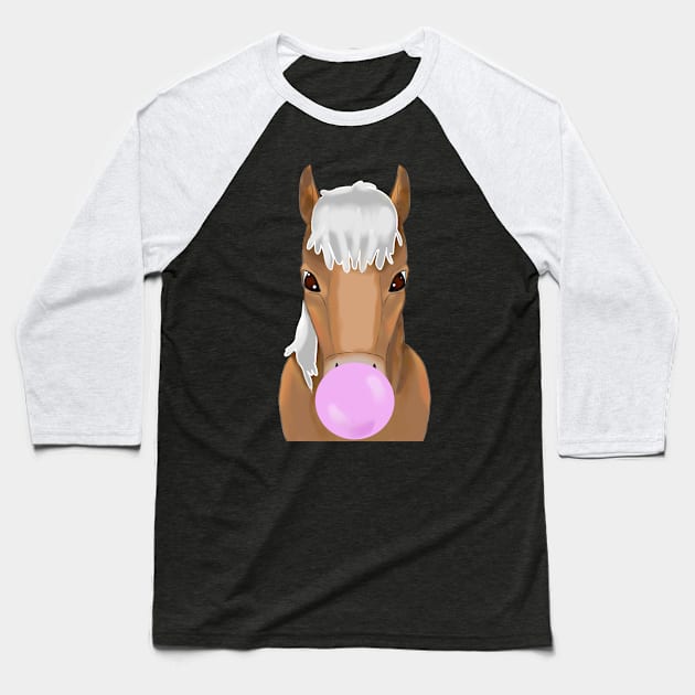 Horse with bubble gum Baseball T-Shirt by Antiope